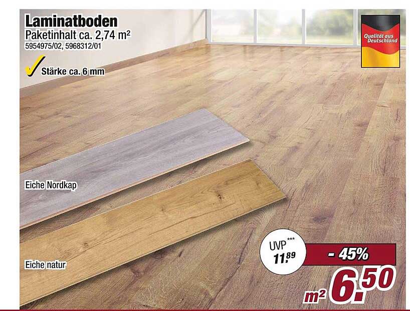 Laminateboden Eiche Nordkap und Eiche natur