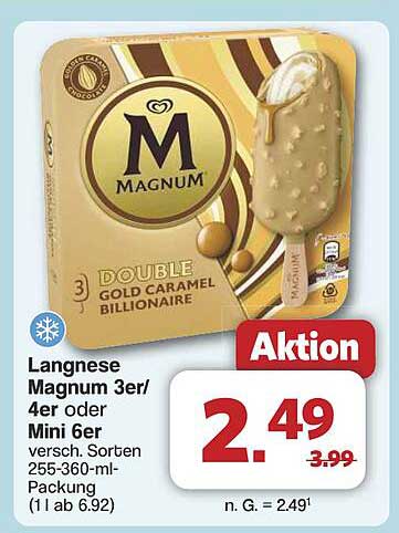 Langnese Magnum 3er/4er oder Mini 6er versch. Sorten