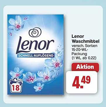 Lenor Waschmittel, verschiedene Sorten 15-20 WL-Packung (1 WL ab 0,22)