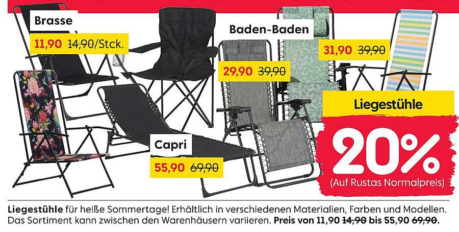 Liegestühle für heiße Sommertage - 20% Rabatt auf Rusta Normalpreis