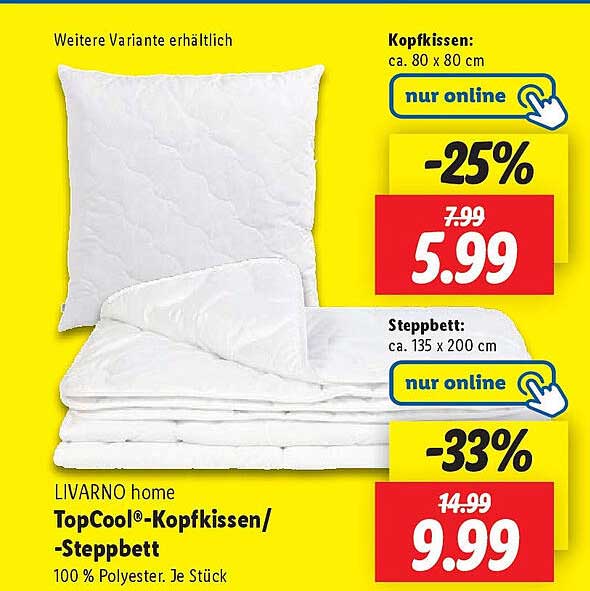 LIVARNO home TopCool®-Kopfkissen/-Steppbett