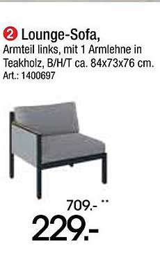 Lounge-Sofa, Armteil links, mit 1 Armlehne in Teakholz