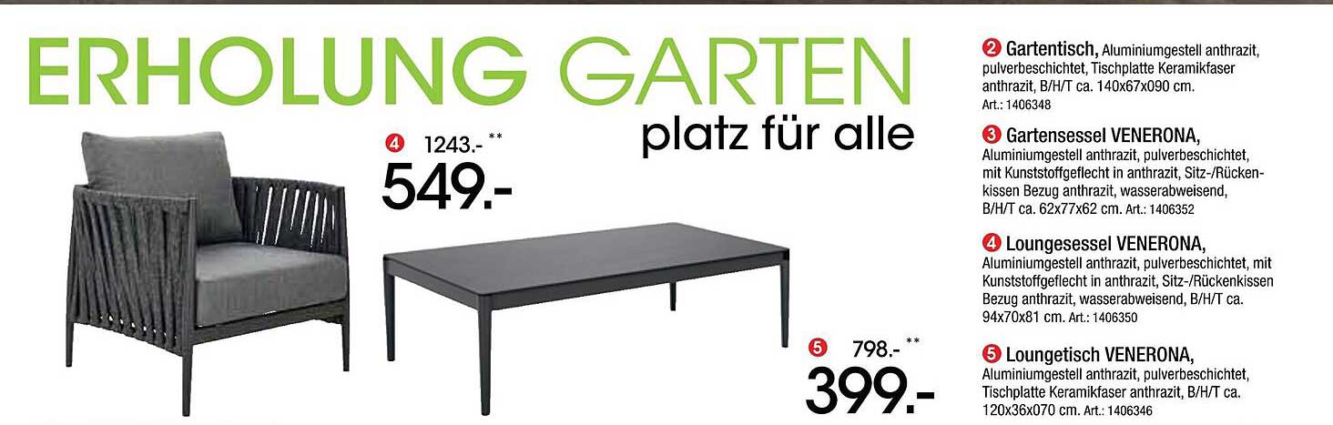 Loungesessel VENERONA & Gartentisch - Ideal für Ihren Garten