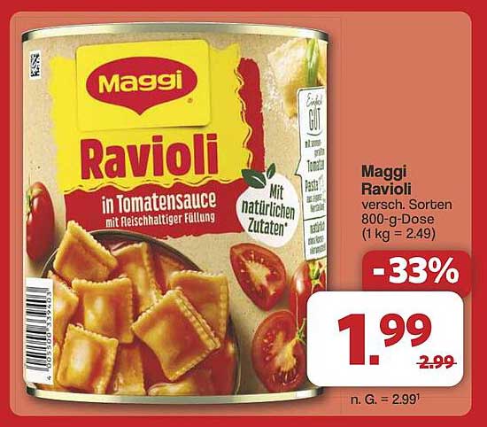Maggi Ravioli in Tomatensauce, 800-g-Dose