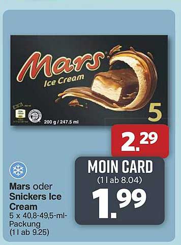 Mars oder Snickers Ice Cream 5 x 40,8-49,5-ml-Packung