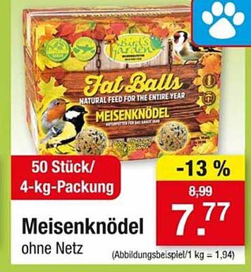 Meisenknödel ohne Netz - 4-kg-Packung mit 50 Stück
