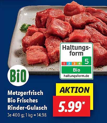 Metzgerfrisch Bio Frisches Rinder-Gulasch