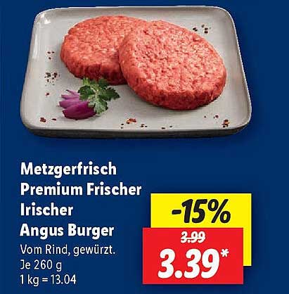 Metzgerfrisch Premium Frischer Irischer Angus Burger