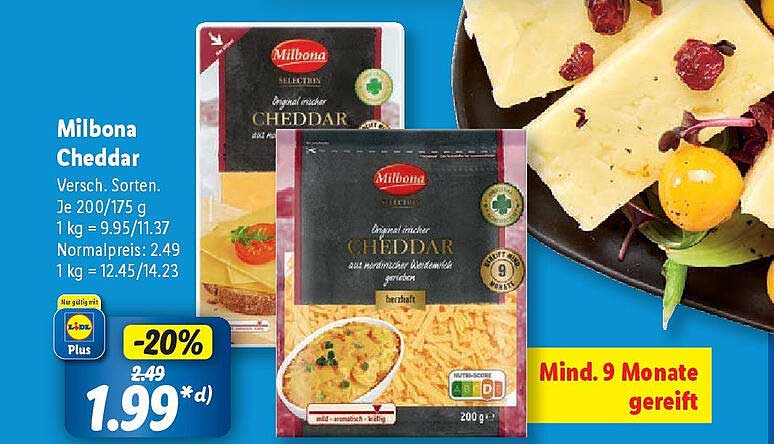 Milbona Cheddar Käse