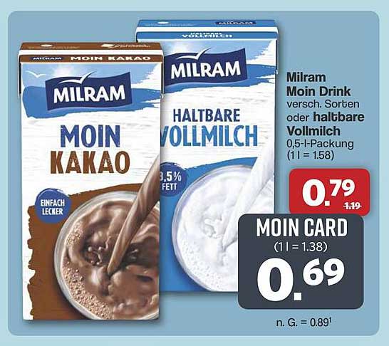 Milram Moin Drink - verschiedene Sorten oder haltbare Vollmilch