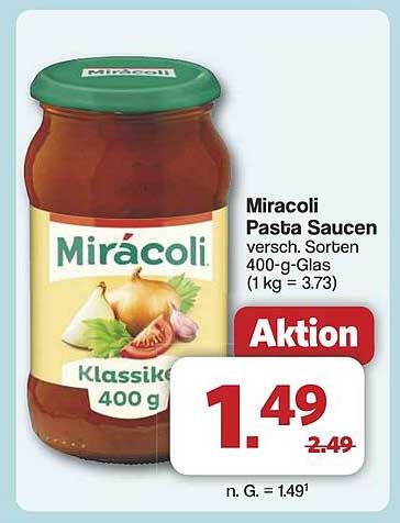 Miracoli Pasta Saucen, verschiedene Sorten 400-g-Glas