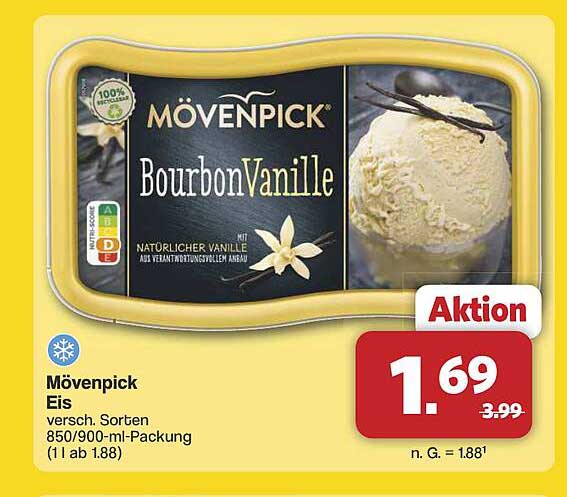Mövenpick Bourbon Vanille Eis, 850/900 ml