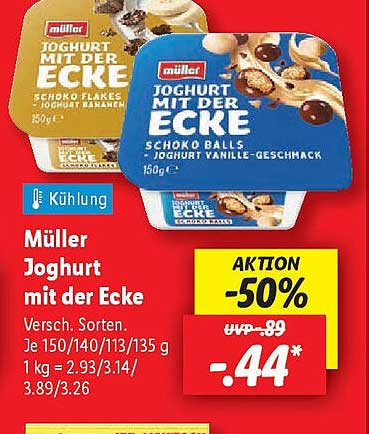 Müller Joghurt mit der Ecke - Aktionsangebot