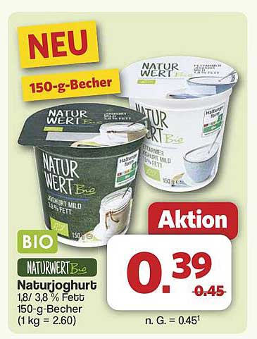 Naturwert Bio Naturjoghurt 150-g-Becher
