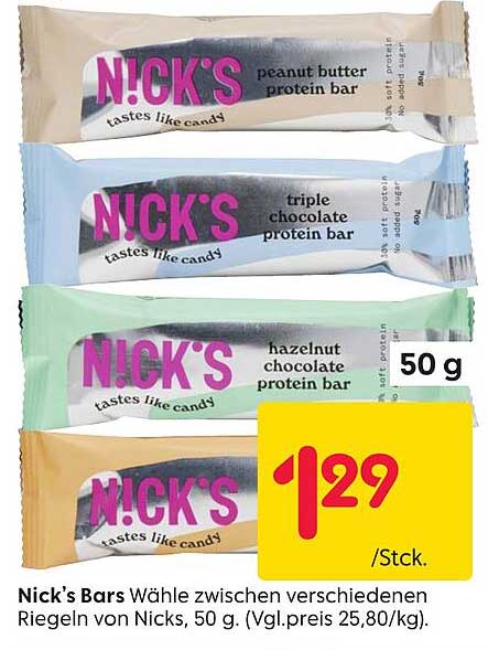 Nick's Bars - Wähle zwischen verschiedenen Riegeln