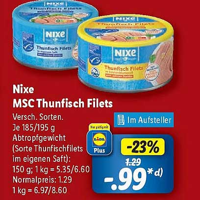 Nixe MSC Thunfisch Filets - Verschiedene Sorten