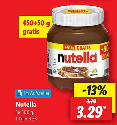 Nutella 500 g – Jetzt mit 50 g gratis!