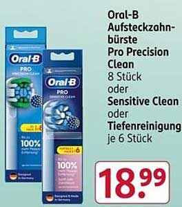 Oral-B Aufsteckzahnbürste Pro Precision Clean oder Sensitive Clean 8 Stück oder Tiefenreinigung je 6 Stück