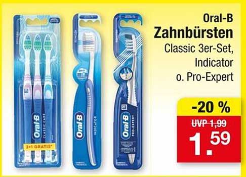 Oral-B Zahnbürsten Classic 3er-Set, Indicator o. Pro-Expert