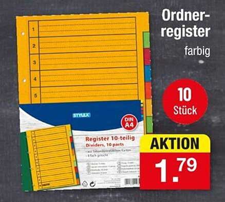 Ordner-Register 10-teilig farbig