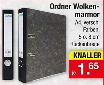 Ordner Wolkenmarmor A4, verschiedene Farben, 5 o. 8 cm Rückenbreite