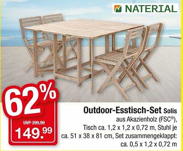 Outdoor-Esstisch-Set Solis aus Akazienholz (FSC®)