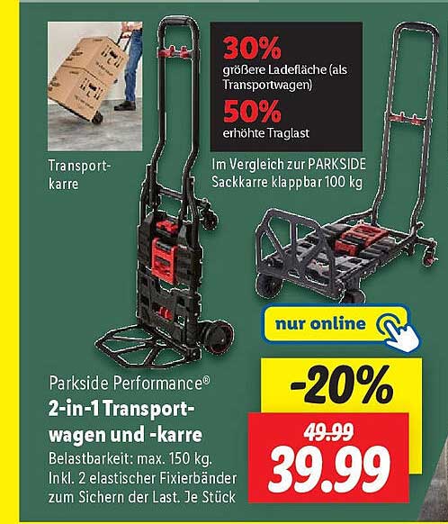Parkside Performance® 2-in-1 Transportwagen und -karre