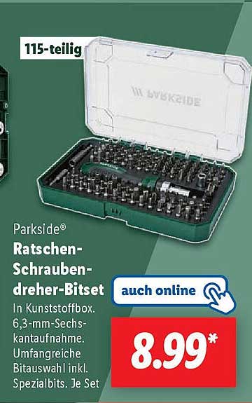 Parkside® Ratschen-Schraubendreher-Set 115-teilig
