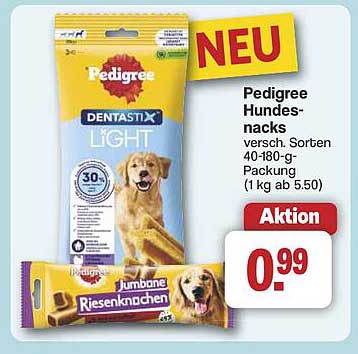 Pedigree Hundesnacks DentaStix Light 40-180 g Packung