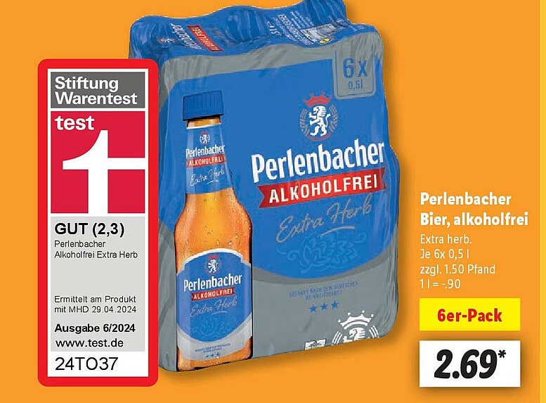 Perlenbacher Bier, alkoholfrei 6er-Pack