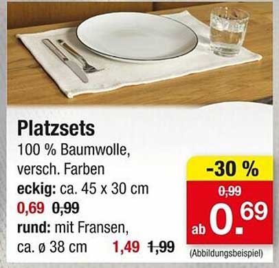 Platzsets aus 100% Baumwolle in verschiedenen Farben