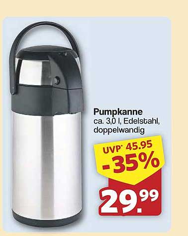 Pumpkanne ca. 3,0 l, Edelstahl, doppelwandig