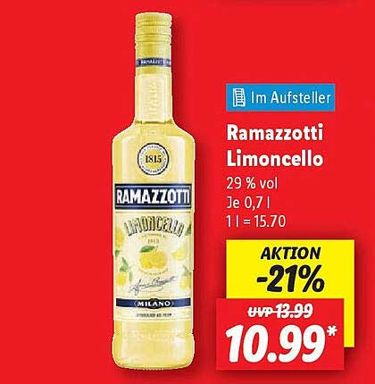 Ramazzotti Limoncello 0,7 l – Aktion bei Lidl