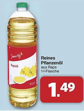 Reines Pflanzenöl aus Raps 1-Liter-Flasche
