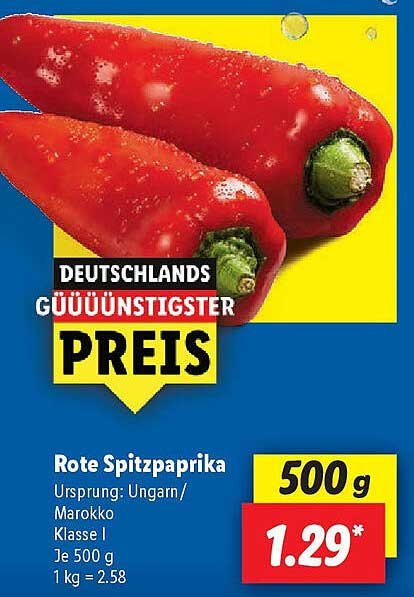 Rote Spitzpaprika 500 g