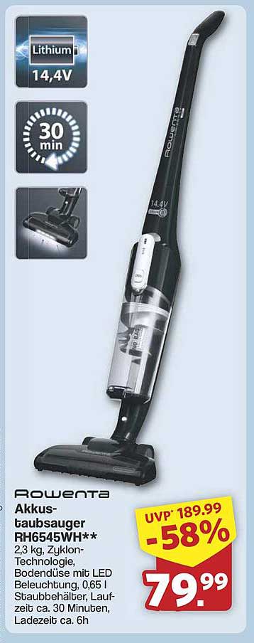 Rowenta Akkustaubsauger RH6545WH - 58% Rabatt!
