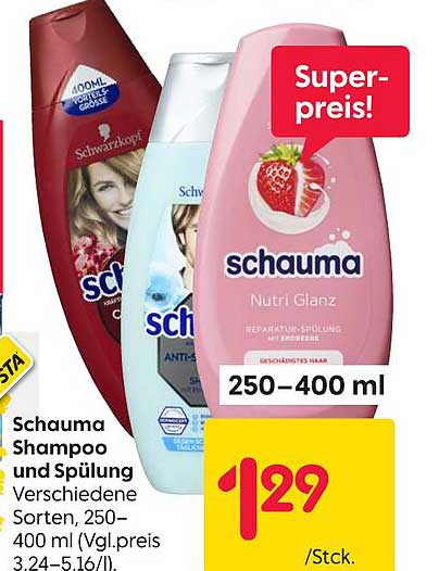 Schauma Shampoo und Spülung - Verschiedene Sorten, 250-400 ml