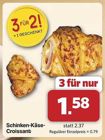 Schinken-Käse-Croissant - 3 für 2! = 1 Geschenkt