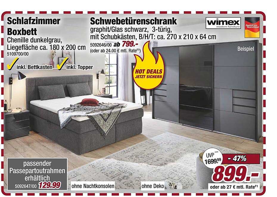 Schlafzimmer Boxbett mit Schwebeülschrank