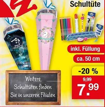 Schultüte inkl. Füllung - 20% Rabatt!