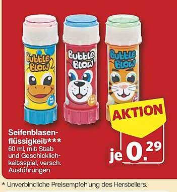 Seifenblasenflüssigkeit 60 ml mit Stab und Geschicklichkeitsspiel, verschiedene Ausführungen