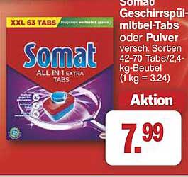 Somat Geschirrspültabs oder Pulver XXL 63 Tabs
