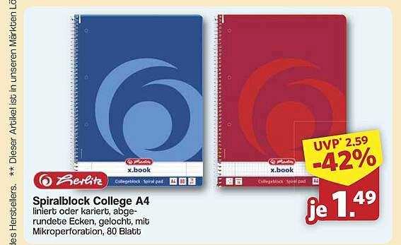 Spiralblock College A4 - Linierte oder karierte Blätter