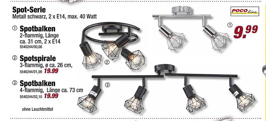 Spot-Serie - Metall schwarz, 2 x E14, max. 40 Watt