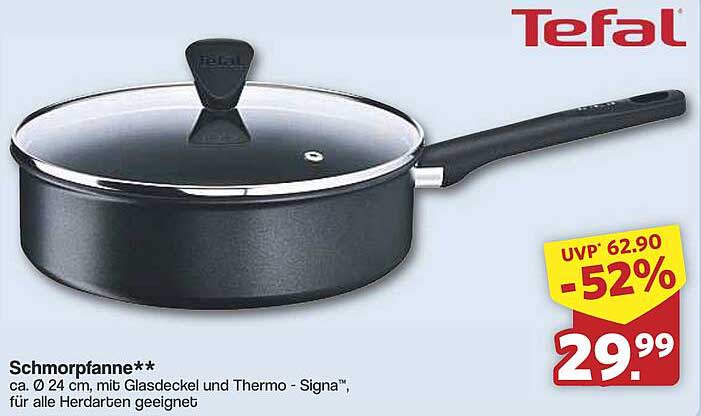 Tefal Schmorpfanne 24 cm mit Glasdeckel - jetzt nur 29,99€