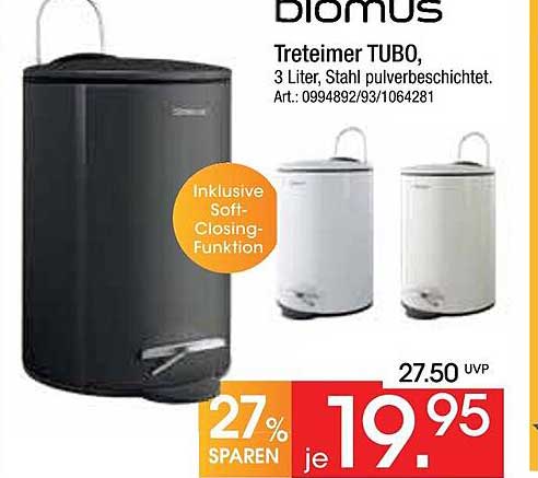 Treteimer TUBO, 3 Liter, Stahl pulverbeschichtet