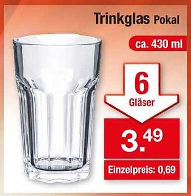 Trinkglas Pokal - 6 Gläser für nur 3,49 €
