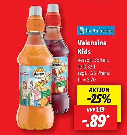 Valensina Kids Fruchtsäfte 0,33 l – Jetzt im Angebot!