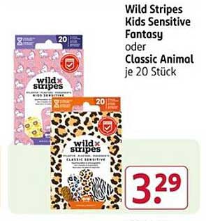 Wild Stripes Kids Sensitive Fantasy oder Classic Animal je 20 Stück