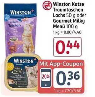 Winston Katze Traums Taschen Lachs 50 g oder Gourmet Milky Menü 100 g